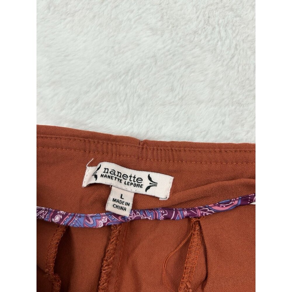 Nanette Lepore Women's Orange Pull On Slit Cuff Cropped Pants Size Large Rayon - Picture 3 of 9